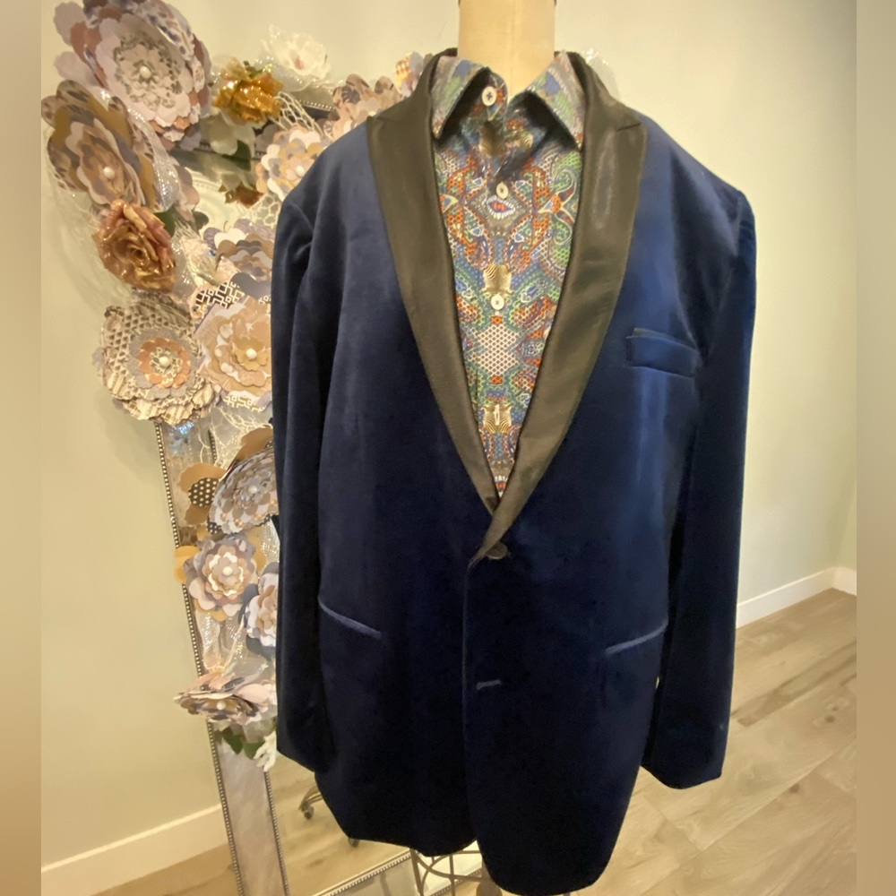 Inc International Concept Men’s New Velvet Jacket Blue - Picture 4 of 13
